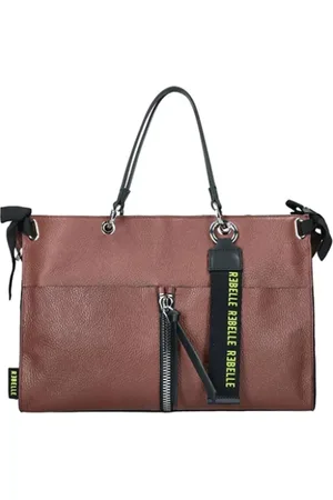 Rebelle Femme, Sacs, Brun, Taille: ONE Size Sac à main en cuir Teti Marron Fermeture éclair