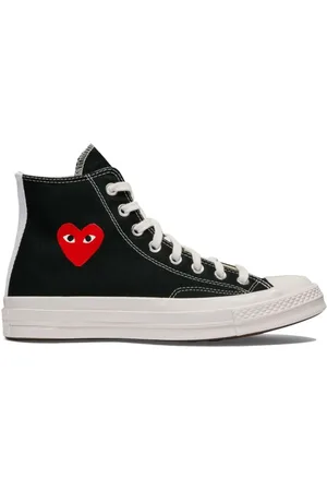 Comme des Garçons Homme, Chaussures, Noir, Taille: 45 EU Baskets en Toile Motif Cœur Noir
