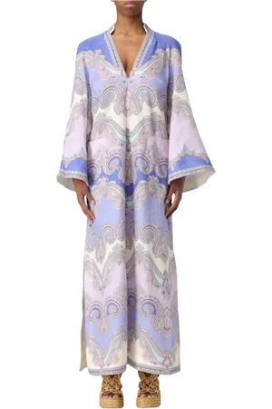 ZIMMERMANN Femme, Robes, Bleu, Taille: 40 FR Robe Longue Bleue à Imprimé Paisley