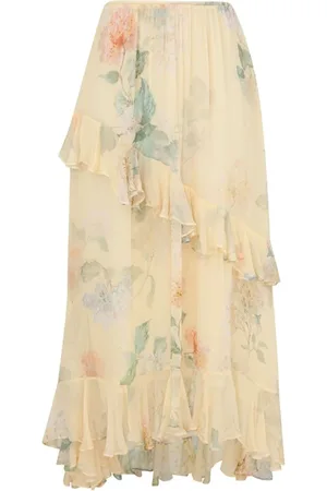 ZIMMERMANN Femme, Jupes, Jaune, Taille: 36 FR Jupe Longue Florale à Volants