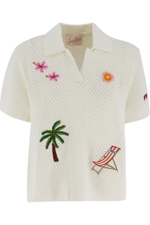 MC2 SAINT BARTH Femme, Tops, Blanc, Taille: 40 FR Polo en Maille Perforée