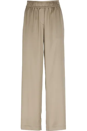 Brunello Cucinelli Femme, Pantalons, , Taille: 38 FR Pantalon Élégant en Soie Taille Élastique