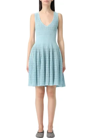 ANTONINO VALENTI Femme, Robes, Bleu, Taille: 38 FR Robe Bleue Col en V