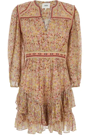 Bash Femme, Robes, Multicolore, Taille: 38 FR Robe Multicolore avec Col en V et Broderies