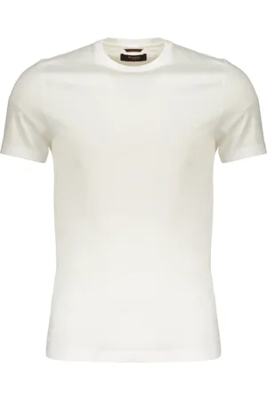 MOORER Homme, Tops, Blanc, Taille: 4XL T-shirt en coton côtelé