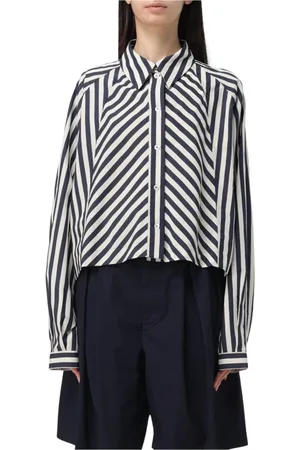 BARENA Femme, Blouses et Chemises, Bleu, Taille: 36 FR Chemise Rayée en Coton Bleu Marine