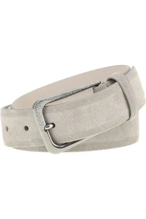 Brunello Cucinelli Femme, Accessoires, Gris, Taille: XL Ceinture en daim avec boucle carrée