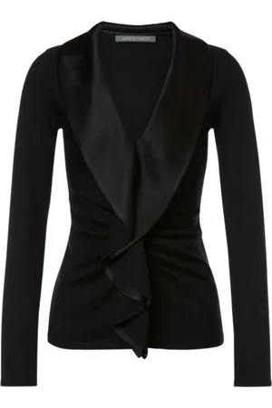 Alberta Ferretti Femme, Tops, Noir, Taille: 42 FR Pull Noir avec Détails à Volants