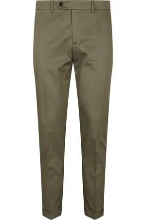 Berwich Homme, Pantalons, Vert, Taille: S Pantalon Chino Rétro Vert en Gabardine