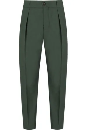 Manuel Ritz Homme, Pantalons, Vert, Taille: L Pantalon Vert en Laine Coupe Large