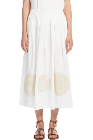 Max Mara Femme, Jupes, Blanc, Taille: 40 FR Jupe midi en coton blanc style Orme