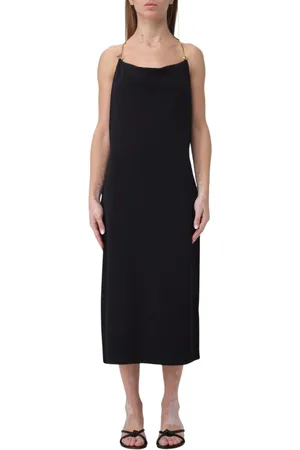 Bottega Veneta Femme, Robes, Noir, Taille: 40 FR Robe Midi Noire avec Bretelle Chaîne