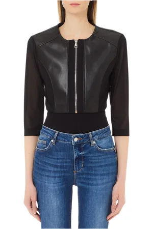 Liu Jo Femme, Vestes, Noir, Taille: 38 FR Veste Courte en Tulle Enduit