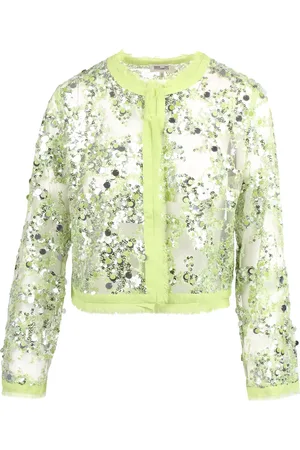 Baum und Pferdgarten Femme, Vestes, Vert, Taille: 38 FR Veste Bethina Sheer avec Bords Effilochés