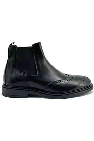 Duca Di Morrone Homme, Chaussures, Noir, Taille: 45 EU Bottines en cuir italien avec bout rond