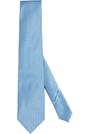 Ermenegildo Zegna Homme, Accessoires, Bleu, Taille: ONE Size Cravate de Luxe en Soie Bleue Jacquard