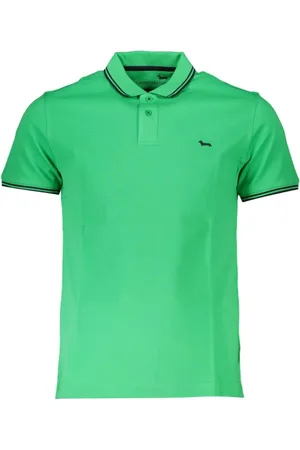 HARMONT&BLAINE Homme, Tops, Vert, Taille: XL Polo en coton vert élégant avec des détails contrastants