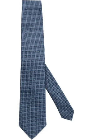 Ermenegildo Zegna Homme, Accessoires, Bleu, Taille: ONE Size Cravate en Soie Florale Géométrique