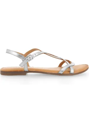 Gioseppo Femme, Chaussures, Gris, Taille: 38 EU Sandales Argentées en Cuir avec Bride de Cheville