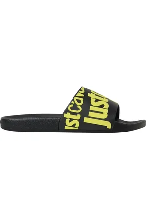 Roberto Cavalli Homme, Chaussures, Jaune, Taille: 39 EU Sandales Logo Slides Noires