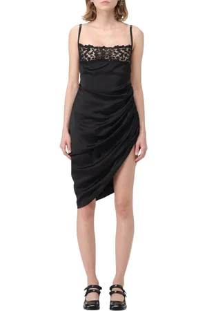 Jacquemus Femme, Robes, Noir, Taille: 38 FR Robe Noire en Satin Drapé