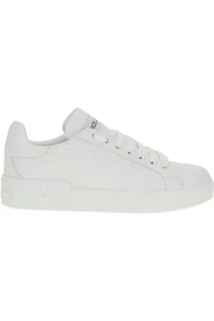 Dolce & Gabbana Femme, Chaussures, Blanc, Taille: 36 EU Baskets en Cuir Monogrammé