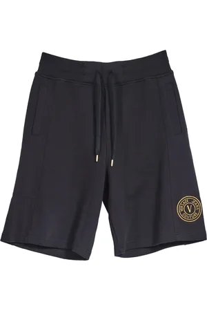 VERSACE Homme, Shorts, Noir, Taille: M Short V Emblem Pantalons de survêtement Noir/Or