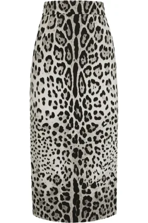 Dolce & Gabbana Femme, Jupes, Multicolore, Taille: 34 FR Jupe crayon taille haute à imprimé léopard