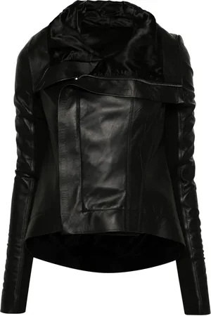 Rick Owens Femme, Vestes, Noir, Taille: 40 FR Veste de Motard en Cuir Noir