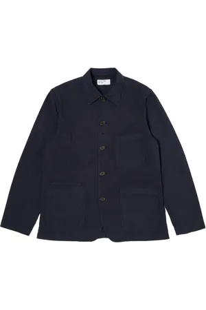 Universal Works Homme, Vestes, Bleu, Taille: M Veste de Travail Navy Seersucker II