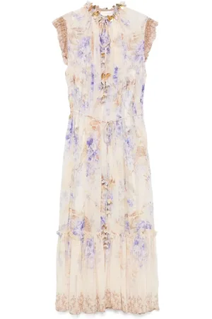 ZIMMERMANN Femme, Robes, Multicolore, Taille: 38 FR Robe Multicolore à Fleurs et Volants
