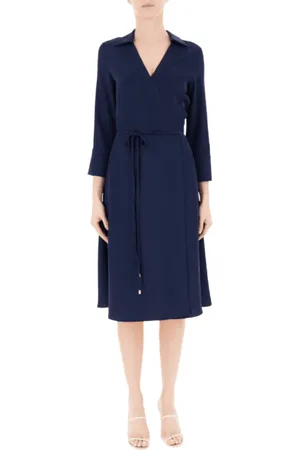 Liu Jo Femme, Robes, Bleu, Taille: 42 FR Robe portefeuille bleue style Laguna