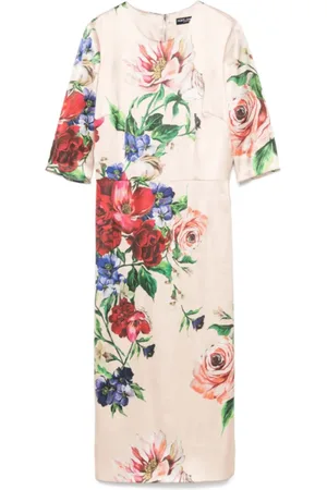 Dolce & Gabbana Femme, Robes, Multicolore, Taille: 36 FR Robe Rose Poudré à Imprimé Floral
