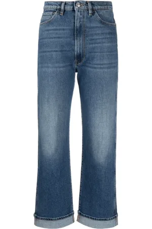 3x1 Femme, Jeans, Bleu, Taille: W29 Jean droit bleu avec effet froissé