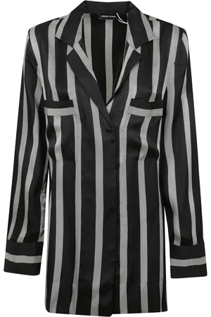 ANINE BING Femme, Blouses et Chemises, Noir, Taille: 40 FR Chemisier en soie à rayures verticales Lynette