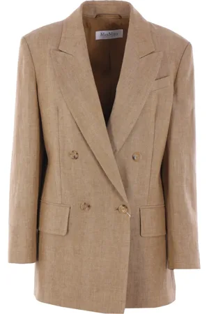 Max Mara Femme, Vestes, Brun, Taille: 36 FR Blazer croisé en lin