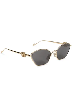 Loewe Femme, Accessoires, Jaune, Taille: ONE Size Lunettes de Soleil Hexagonales en Métal Verres Gris Fumés