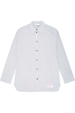 Ganni Femme, Blouses et Chemises, Bleu, Taille: 36 FR Chemise à Rayures à Manches Longues