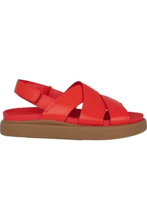 Clarks Femme, Chaussures, Rouge, Taille: 35 1/2 EU Sandale Femme en Cuir Rouge - Aristella Sun
