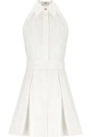 Elisabetta Franchi Femme, Robes, , Taille: 36 FR Mini Robe Ivoire avec Jupe Plissée