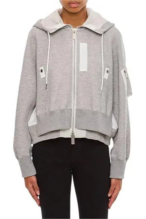 SACAI Femme, Sweatshirts et sweats à capuche, Gris, Taille: 40 FR Sweat à Capuche Gris