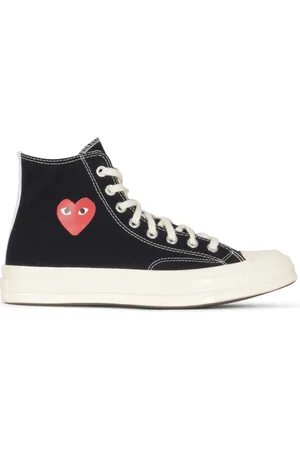 Comme des Garçons Homme, Chaussures, Noir, Taille: 44 EU Baskets Noires avec Petit Cœur Rouge