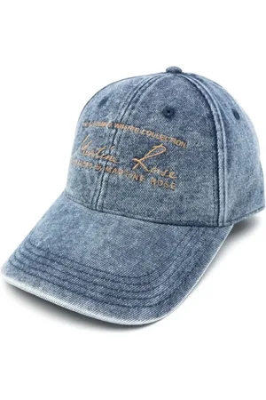 MARTINE ROSE Homme, Accessoires, Bleu, Taille: ONE Size Casquette Signature en Chambray Bleu avec Broderie Dorée