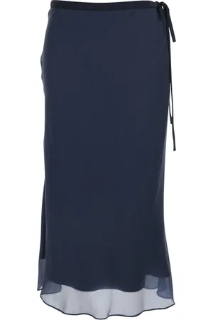 DUNST Femme, Jupes, Bleu, Taille: 38 FR Jupe Bleue avec Latéral et Ourlet Semi-Transparent