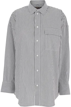 Michael Kors Femme, Blouses et Chemises, Gris, Taille: 38 FR Chemise à Rayures Multicolore en Coton Stretch