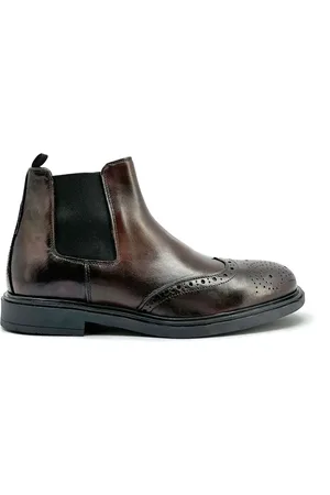 Duca Di Morrone Homme, Chaussures, Brun, Taille: 44 EU Bottines en cuir avec détails laser