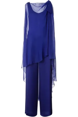 Alberta Ferretti Femme, Combinaisons et Ensembles, Bleu, Taille: 38 FR Robe Bleue Asymétrique Jambe Droite