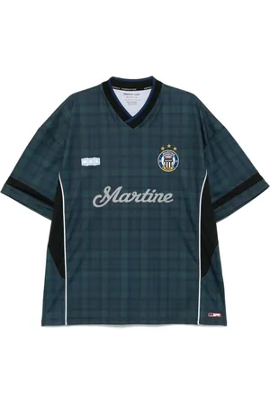 MARTINE ROSE Homme, Tops, Vert, Taille: M T-shirt Col Rond Imprimé Logo Vert Foncé