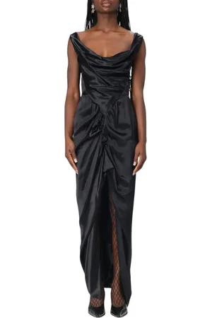 Vivienne Westwood Femme, Robes, Noir, Taille: 38 FR Robe Longue en Satin Noir