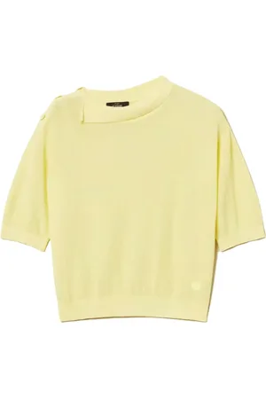 Twin-Set Femme, Pulls, Jaune, Taille: 40 FR Pull Jaune Asymétrique Collection Actitude